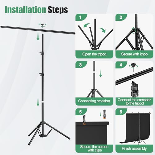 Kit Fondo Negro Portátil 5x7ft con Soporte Ajustable miniatura 7