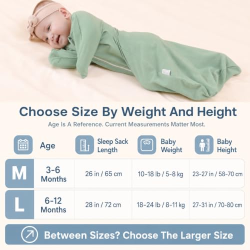 Image of ZIGJOY 1.0 TOG Cotton Baby Sleep Sack with Shark-Fin Sleeves, 3-6 Months
