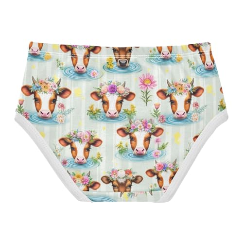Joisal Print Girls Underwear Toddler 2t Cotton Cute Panties Girl Cute Cow Flower Crowns Briefs Kids Undies2
