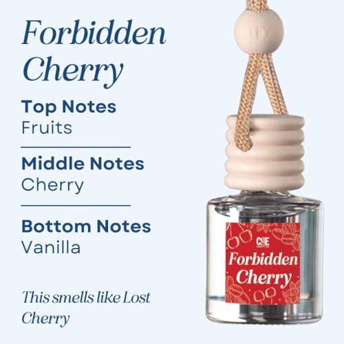 Image of C&E Craft Co Hanging Car Air Freshener Diffuser 2 Pack, Long Lasting Fragrance Oil Car Freshener, Glass Bottle Auto Air Freshener, Made in USA (Forbidden Cherry)