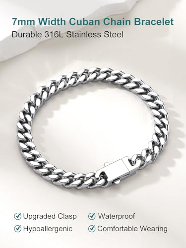 Pulsera Supcare Cuban Link para Hombre 7mm Acero Inoxidable miniatura 4