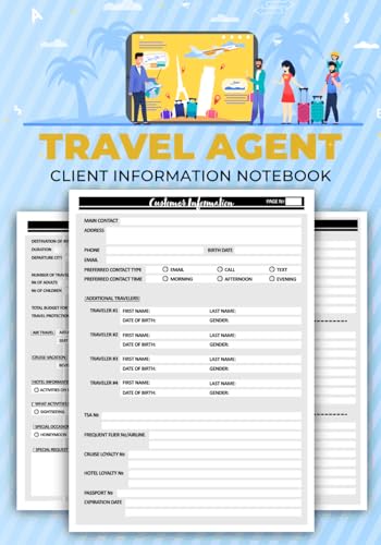 Travel Agent Client Information Notebook: Traveler Profile Record Logbook for Managing Trips, Supplier Details & Notes | Up to 50 Customers, 110 Double-Sided Pages