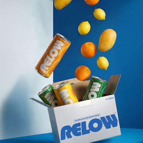 Image of Relow Variety Pack Sparkling Probiotic Soda (Lemon, Mango, Orange) | Zero Sugar | Zero Caffeine | Low Calorie | Natural Stevia | All Natural Ingredients | No Artificial Flavours | 250ml | Pack of 24