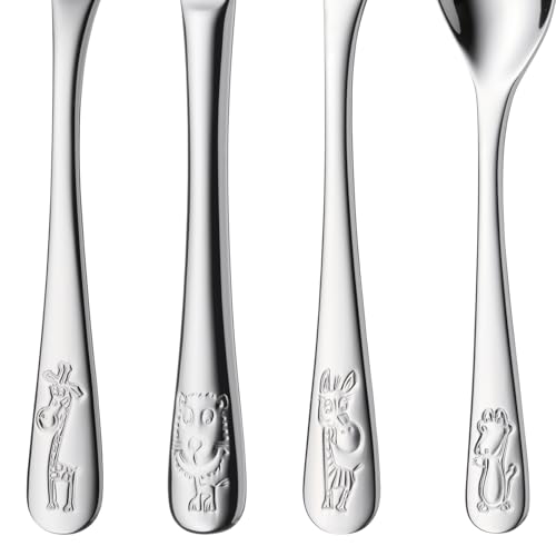 Foto von WMF Safari Kinderbesteck Set 4-teilig, Besteck Kinder Edelstahl, Kinderbesteck ab 3 Jahre, Cromargan poliert, spülmaschinengeeignet, Kids Safari, Ohne Gravur