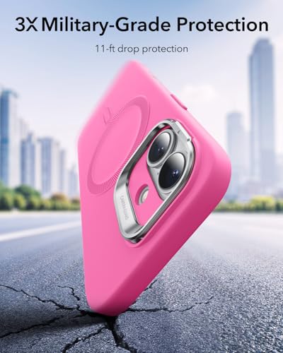 Coque silicone iPhone 17 ESR rose avec support et compatible MagSafe - 5