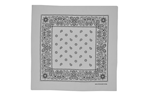 Vamqor 12pcs Bandana for women and men 100% Cotton Custom Fashion Paisley Design Multifunctional Outdoor Square Handkerchief (White) - Thumbnail 3