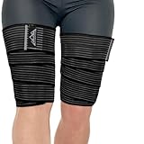 supregear 2 Piezas Envolturas de Compresión para Isquiotibiales y Muslos, Soportes Ajustables para Distensiones Musculares, Vendajes Elásticos para Rodilla Pantorrilla, Unisex, 150 cm, Negro