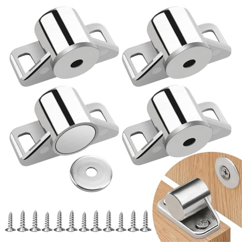 Taoduod Pack of 4 Magnetic Catch Magnetschnäpper Schrank Silber Cupboard Door Magnet Cabinet Fittings Rund Magnetschnäpper Starke Türmagnetverschlüsse Möbelmagnet Türverschluss Magnetverschluss