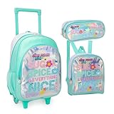 Kit Mochila Com Rodas Lancheira Térmica e Estojo Sugar Spice Kika (Verde)