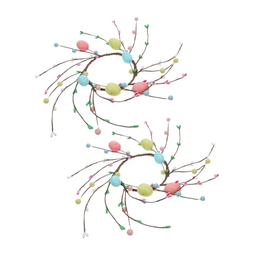 Alipis 2piezas Anillo De Vela De Pascua Decoración De Mesa para Fiesta Artificial para Centro De Mesa De Primavera Diseño De Huevo