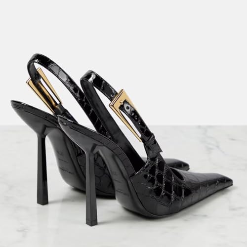 Mattiventon Slingback Stiletto High Heels for Women Pointed Toe High Heels Backless Patent Leather Heels Fashion Dress Shoes for Women3