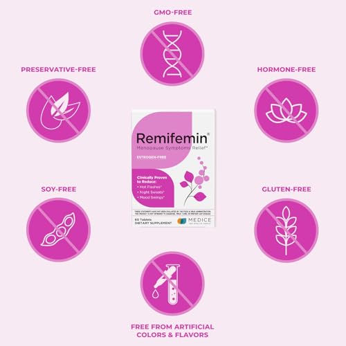 Remifemin Menopause Symptoms Relief - Clinically Proven Ingredients - Menopause Supplements - Black Cohosh - Estrogen-Free - Made in Germany - 60 Tablets