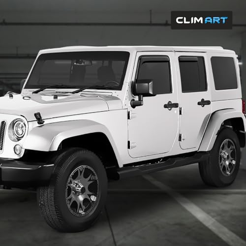 Image of CLIM ART in-Channel Incredibly Durable Rain Guards for Jeep Wrangler JK 2007-2018, Original Window Deflectors, Vent Window Visors, Vent Deflector, 4 pcs. - 607169