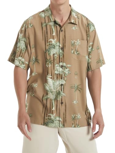 Men's Hawaiian Floral Shirts Silk Short Sleeve Button Down Casual Tropical Beach Holiday Shirts - Main Image