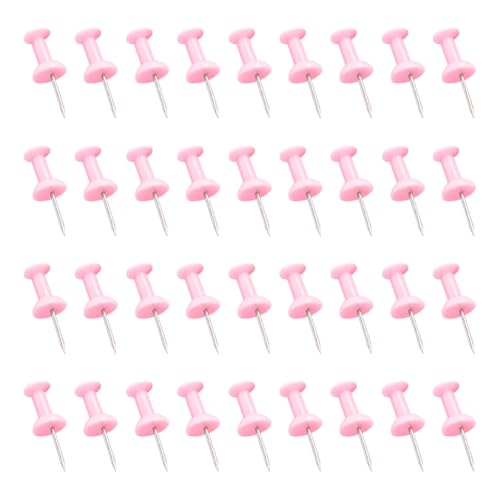JIHUOO Lot de 200 punaises décoratives à tête en plastique pastel, jolies punaises pour tableau d'affichage, esthétiques, punaises murales à suspendre au tableau en liège, rose