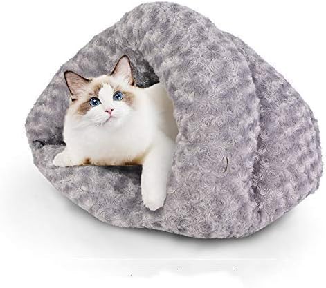 Cat Tent Cave Bed for Small Pet Dog Puppy, 19.7x19.7x12.6in, Ultra Soft Luxurious Rose Plush Cat Tent Kitten Cat Hut House, Machine…