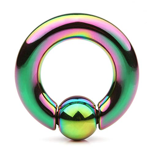 Ruifan Rainbow Plated 316L Surgical Steel Spring Action Captive Bead Ring CBR 2G 4G 6G 8G 0G 00G
