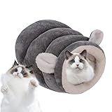 Saco de dormir para gatos, cálido y cómodo, casa de nido para mascotas, casa de nido de gato de invierno, madriguera cubierta – para descansar, acurrucarse, jugar en interiores y exteriores, hogar