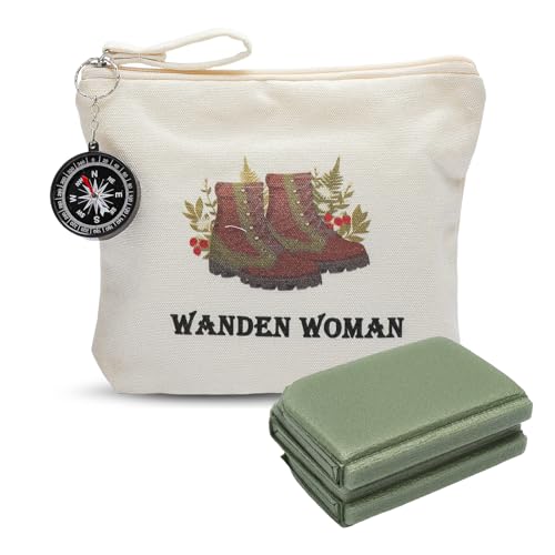 Set da Escursionismo 4 in 1 – Zaino in Tela, Bussola Poncho Antipioggia Cuscino Pieghevole Accessori Outdoor Leggeri Impermeabili Idee Regalo Campeggio per Zaino in Spalla Escursionismo Campeggio