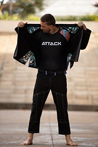 ATTACK POSEIDON Kimono Jiu Jitsu Adulto Unissex BJJ (PRETO, A5)