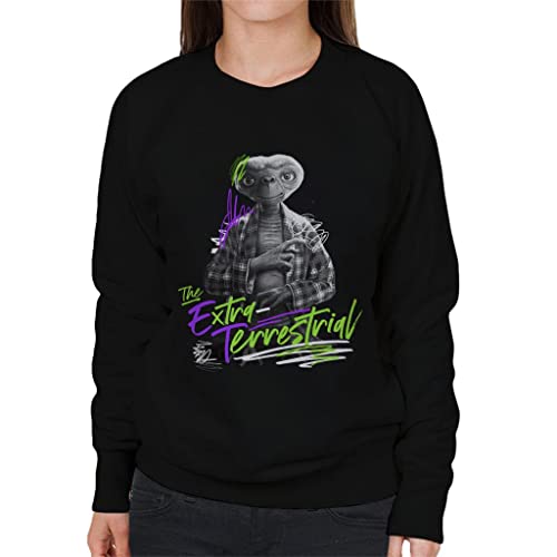 All+Every E.T. The Extra Terrestrial Retro Signature Women's Sweatshirt Black