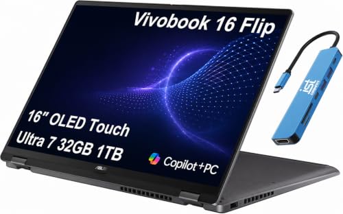 Image of ASUS Vivobook 16 Flip, 16 inch 2-in-1 Laptop, Ultra 7 258V, 32GB DDR5, 1TB SSD