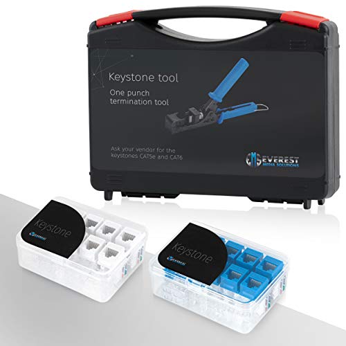 Speed Termination Tool for RJ45 4-Pair UTP Keystone Jacks With 20-Pack of Cat6/Cat5e Keystone Jacks (10 White, 10 Blue). - Thumbnail 4