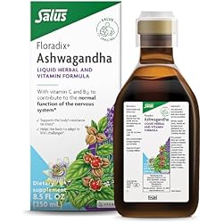 Floradix Ashwagandha Liquid Herbal & Vitamin Formula, Vegan, 8.5 fl oz | Herbal Supplement with Ashwagandha Extract, Vitamin C, B12 & More for Stress Support, Gentle to Digest*, Vegan & Non-GMO