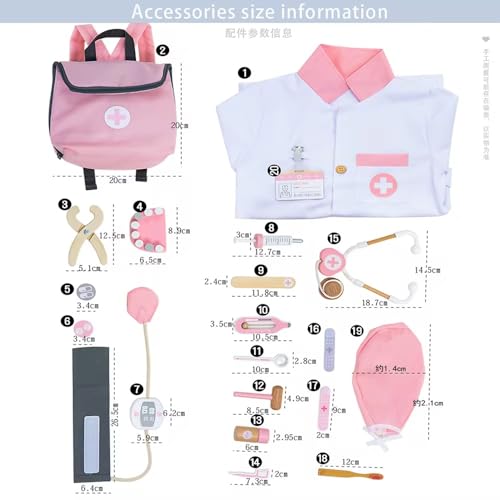 Image of Kids Doctor Playset with Coat & Medical Accessories | Pretend Doctor Role Play Toy Set for Boys & Girls | Educational Doctor Kit with Bag (Pink, 20 Pieces, 3+ Years)