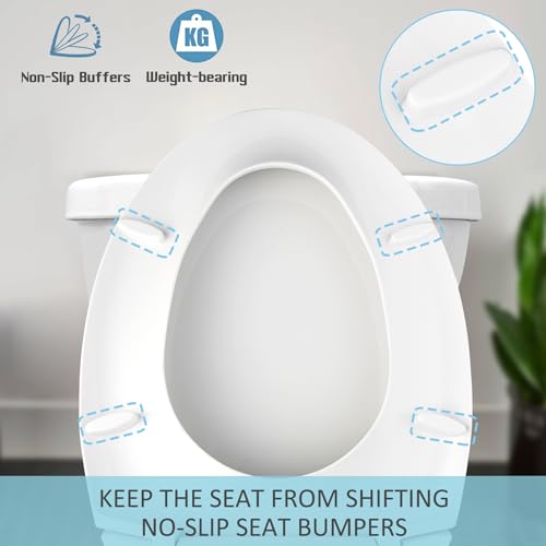 Image of SS114 Toilet Seat Replacement Compatible with TOTO, Elongated Soft Close | Toilet Seat for SS154 /SS204 /SS214 /SS224, Transitional Heavy Duty Oval Toilet Seats, 2-Pack Toilet Bolts and Nuts, White