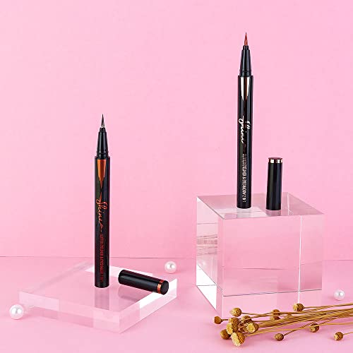 Evpct 2Pcs Glitter Sparkle Shimmer Rose Gold & Bronze Liquid Eyeliner Makeup Pen Set, Metallic Satin Finish Colorful Colored Sparkle Eye Liner Pen Waterproof Smudge Proof Long Lasting High Pigmented #TOP7