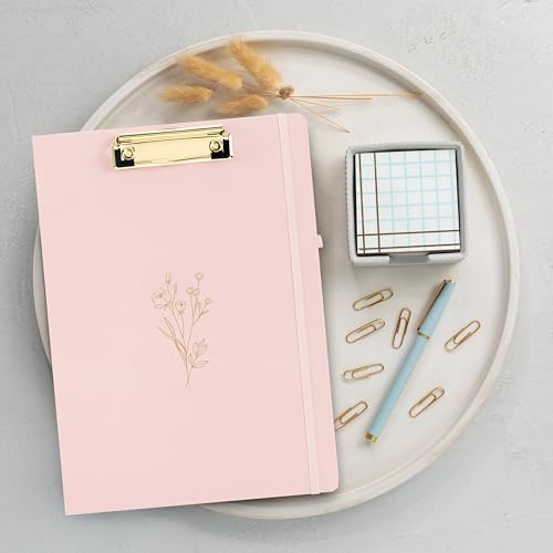 Image of Aesthetic Clipboard Folio with Refillable Lined Notepad & Interior Pocket - Cute Padfolio /Legal Pad Holder for Women - Easily Organize Notes at Work, School, or Home