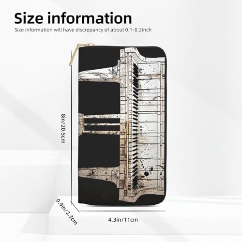 Piano Printed Long Wallet for Women Men Cute Coin Purse with Card Holder4