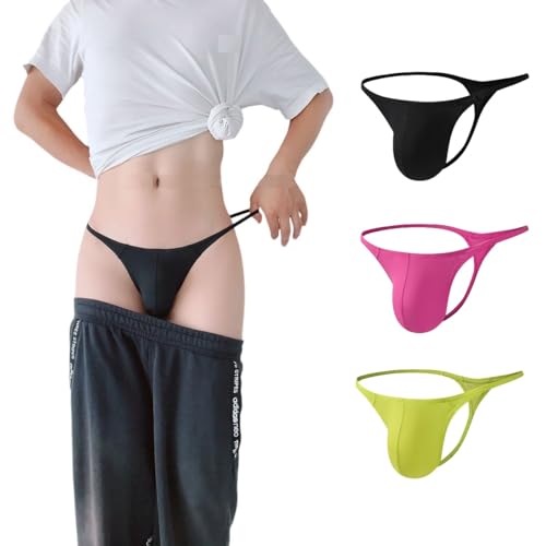 Men's G-string Sissy Thong Pouch Sexy Low Rise Panties 3 Pack