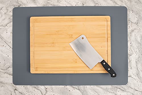 Image of GASARE, Set of 2, Extra Large, Thick, Silicone Mats for Kitchen Counter, Heat Resistant Mats, Countertop Protector, Non-Slip, Easy to Clean, 25 x 17 Inches x 1.4mm, Gray