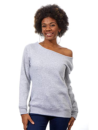 Off the Shoulder Tops for Women - Sexy Slouchy Casual Oversized Sweater Sweatshirt M Gray
