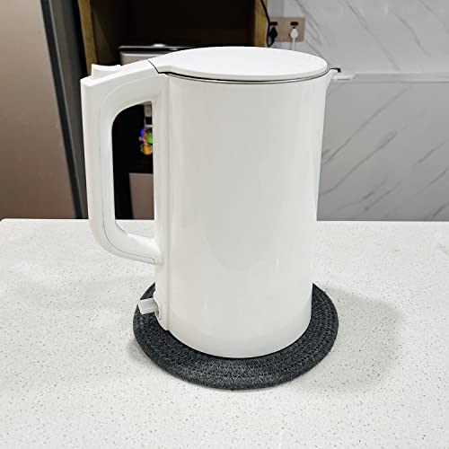 Abenkle Potholders Set Of 2, 100% Cotton Rope Woven Hot Pot Holders, Round Coasters Hot Pads Mats Placemats Table Mats, Spoon Rest For Kitchen Table Cooking, Baking - 7 Inches, Grey #TOP3