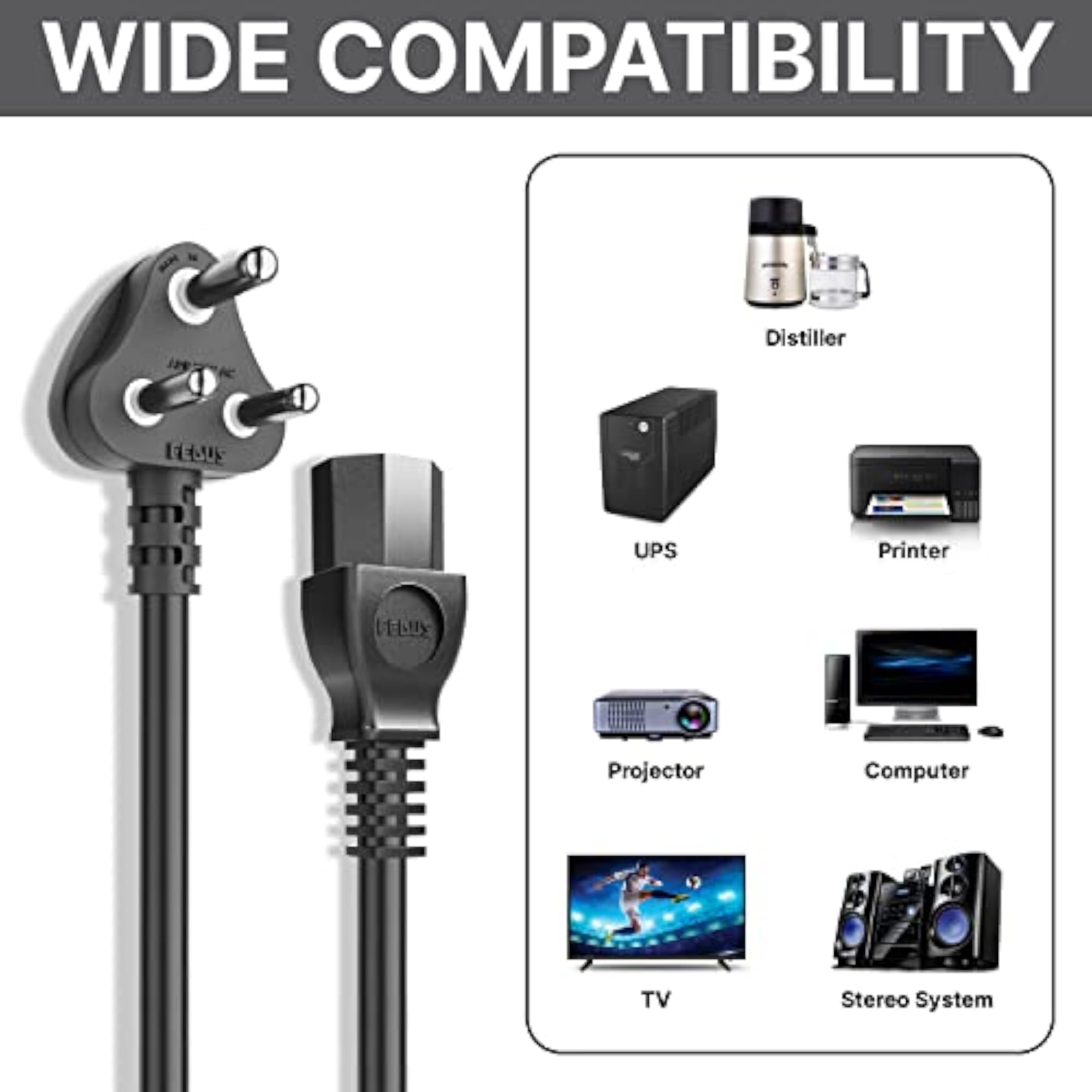 3M Computer Power Cable Cord for Desktops