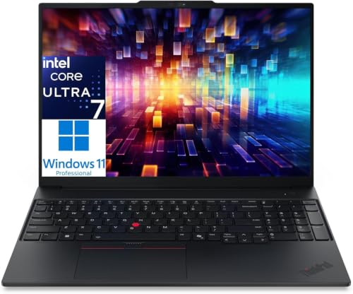 Image of Lenovo ThinkPad E16 Laptop Computer with Intel Ultra 7 255H, for Home Office Business, Lifetime Office 365, (64GB DDR5, 1TB SSD), Backlit Keyboard, Fingerprint Reader, Windows 11 Pro, Midnight Black