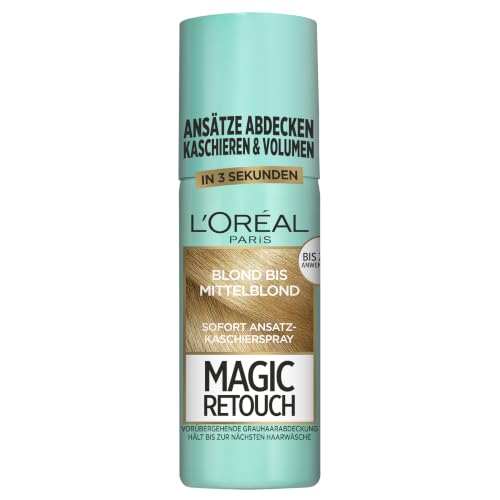 LOréal Paris Ansatz-Kaschierspray für stufenlose und natürliche Übergänge Kaschiert Ansätze bis zur nächsten Haarwäsche Magic Retouch Blond bis Mittelblond 1 x 75 ml
