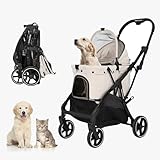 MekkMomo Pet Stroller Ultra-Stable Chassis, Shock Absorbing Springs, One-Touch Brake, for Small Dogs and Cats