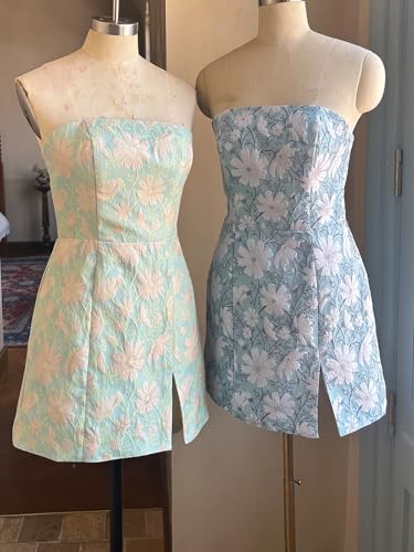 Homecoming Dresses 2025 Short Strapless Floral Satin Side Slit Bodycon Homecoming Dresses for Teens Juniors4