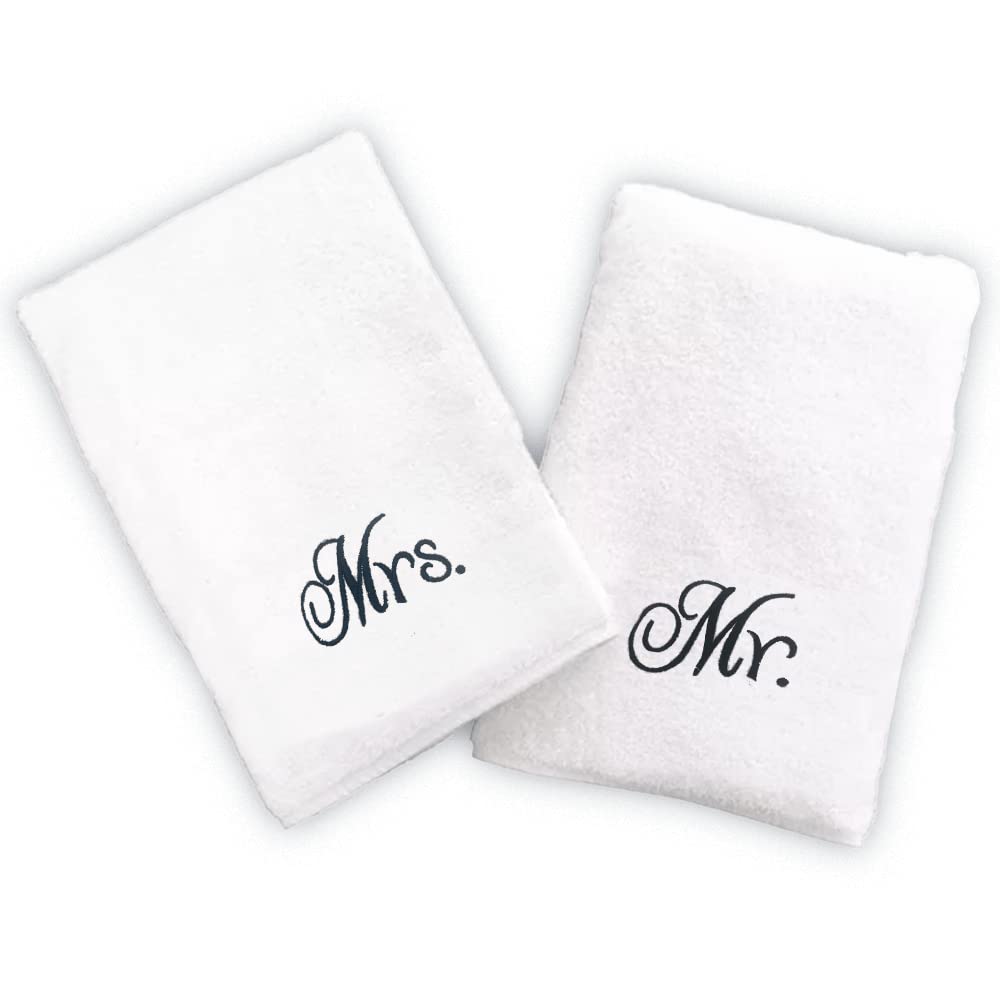 Sponsored Ad – Embroidered For You (White) Luxury (Mrs. & Mr.) Personalized Hand Towel (50 x 80 Cm-Set of 2) 100% Cotton, Highly Absorbent and Quick dry, Classic Hotel and Spa Quality Bath Linen-600 Gsm