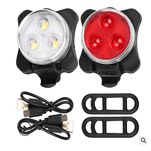 DQING Bike Bicycle Set, Rechargeable Rechargeable LED Bike Lights Super Bright USB Front and Rear IPX4 Waterproof Road Bike Bicycle, 4 Light Fashion Options(White plus red combination)