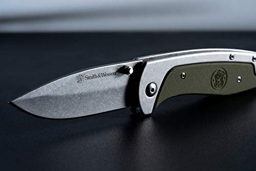 Smith & Wesson Freighter 7.6in High Carbon S.S. Folding Knife with 3.2in Drop Point Blade and Stainless/G10 Handle for Outdoor, Tactical, Survival and EDC by Smith & Wesson - Image 3