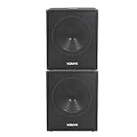 VONYX SWA18 Active PA Subwoofer Pair - Dual 18-Inch Powered Bass Bins, Integrated Amplifier and Low-Pass Filter, 2000W Peak, Ideal for DJs & Live Events