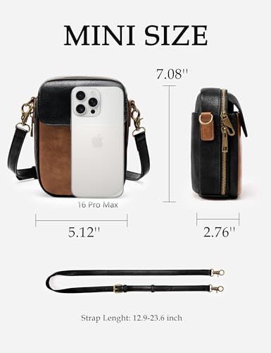 Image of Yarnic Small Crossbody Bag, Vegan Leather Cell Phone Purse for Women, Vintage Wallet Bag with Card Slots