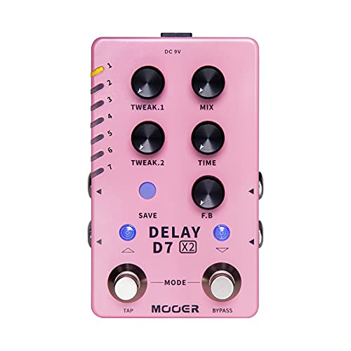 MOOER Guitar Delay Pedal 14 Types Delay Authentic Vintage and Modern Delay Effects from Classic Analog Tape Delays Experimental Low-Bit Galaxy and Pingpong (X2)