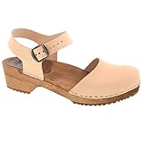 Women's Alma Low Heel Wooden Clog Sandals - (Nature EU-37)
