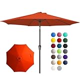 JEAREY 10FT Outdoor Patio Umbrella Outdoor Table Umbrella with Push Button Tilt and Crank, Market Umbrella 8 Sturdy Ribs UV Protection Waterproof for Pool, Garden (Orange)